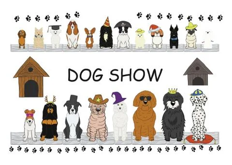 Different type of cartoon dogs. happy dog set Stock Illustration