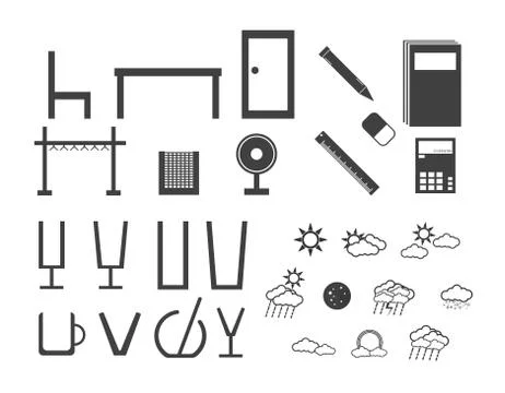 Different type of electronic equipments, clouds, home hardware with screen di Stock Illustration