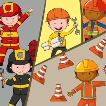 Different type of occupations Stock Illustration