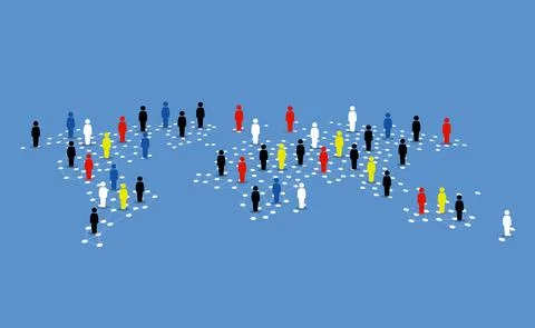 Different type of people around the world map. Vector illustration concept of Illustrazione stock