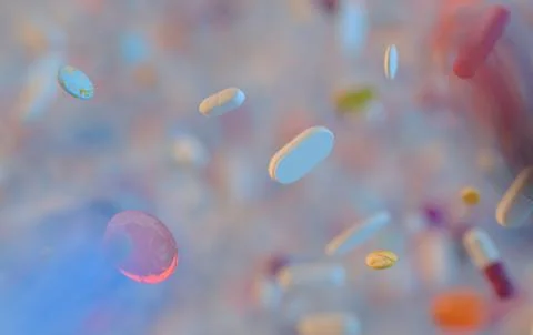 Different type of pills in a water Stock-Illustration