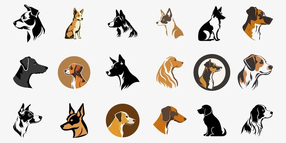 Different type of vector cartoon dogs Stock Illustration