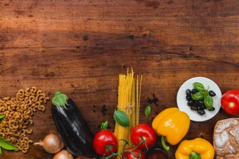 Different type of vegetables keeps on wood Stock Photos