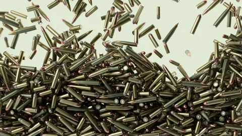 Different types of ammunition falling down. Vídeo Stock 267843213