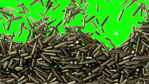 Different types of ammunition falling down. Vídeo Stock 278650788