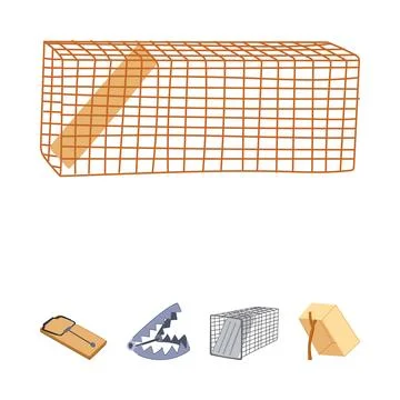 Different types of animal traps and snares Stock Illustration
