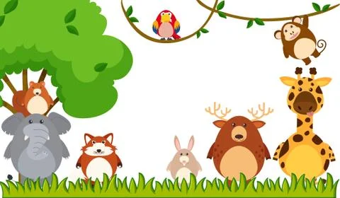 Different types of animals in the park Stock Illustration