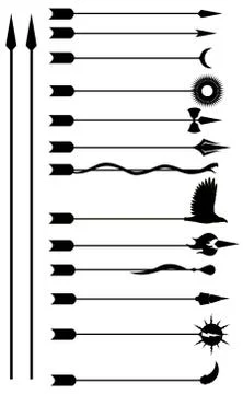 Different Types of Arrows Silhouette vector Illustration  for War Scenes Stock Illustration