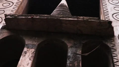 Different types of art and drawing made on the wall. the front part is in foc 스톡 동영상 148254145