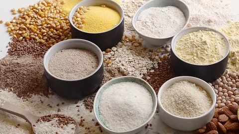 Different types of baking flour  Stock Footage 112769302
