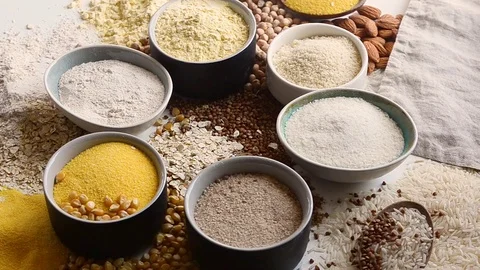 Different types of baking flour  Stock Footage 112769303