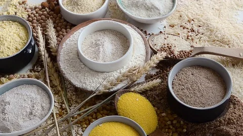 Different types of baking flour  Stock Footage 112770232