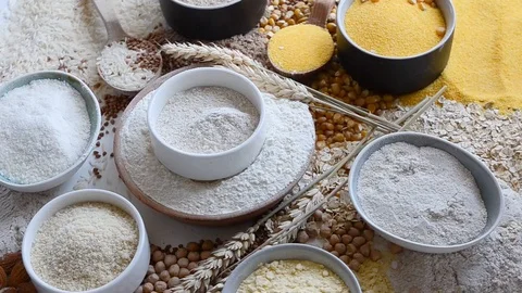 Different types of baking flour	 Stock Footage 120180269