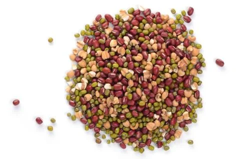 Different types of beans on white background Stock Photos