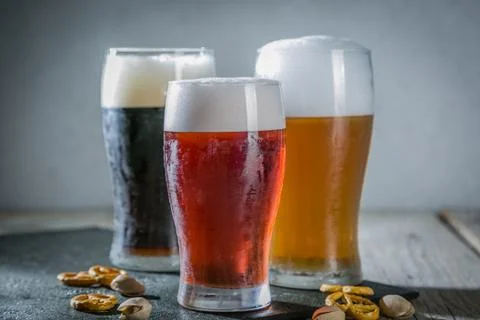 Different types of beer Stock Photos