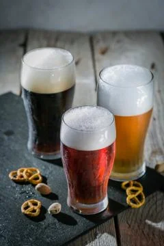 Different types of beer Stock Photos