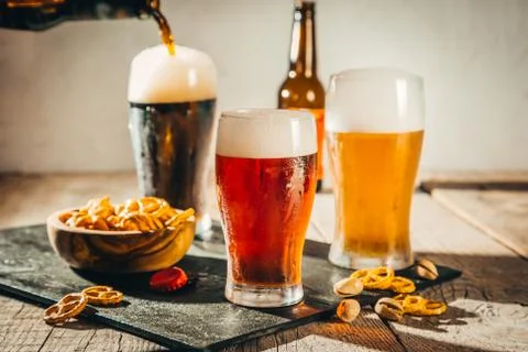 Different types of beer Stock Photos