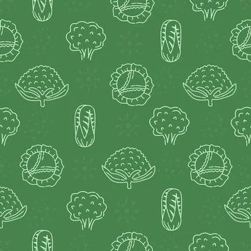 Different types of cabbage, seamless pattern Stock Illustration
