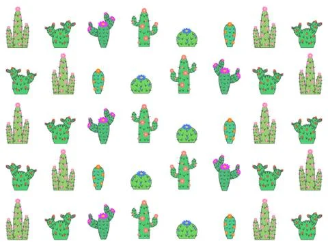 Different types of cactus Stock Illustration