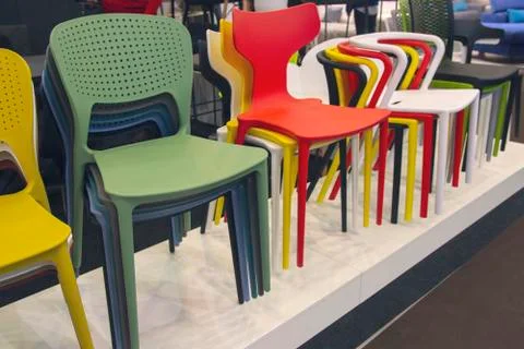 Different types of chairs in the interiors store Stock Photos