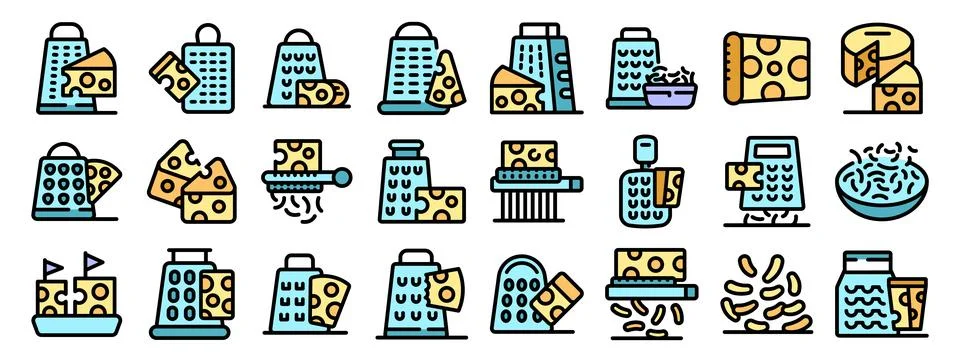 Different types of cheese graters are slicing and grating cheese wedges and b Ilustración de archivo