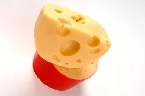 Different types of cheese on a gray background Stock Photos