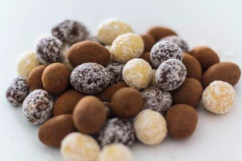Different types of Chocolate almond eggs Stock Photos