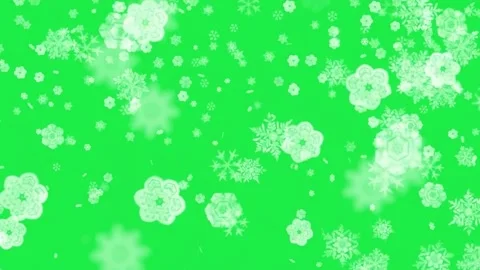 Different Types Of Christmas Snowflakes Falling Randomly Green Screen Video stock 303391432
