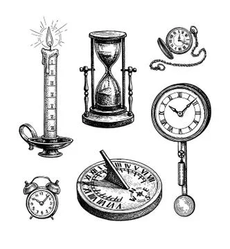 Different types of clocks. Illustrazione stock