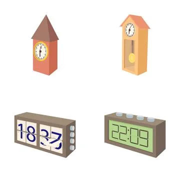 Different types of clocks showing various timekeeping methods Stock Illustration