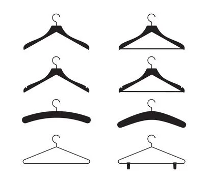 Different types of clothes hanger silhouette. Vector illustration. Stock Illustration