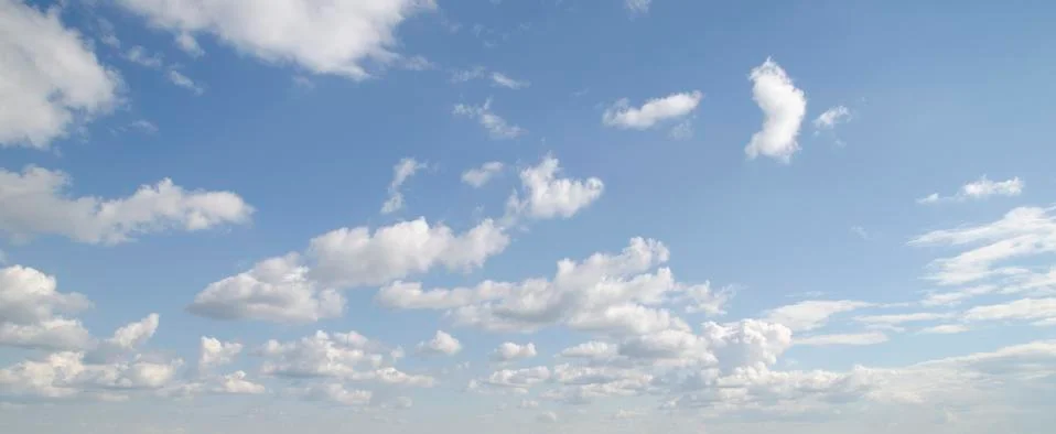 Different types of clouds in deep blue sky Stock Photos