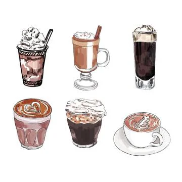 Different types of coffee. Stock Illustration