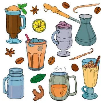 Different types of coffee Stock Illustration