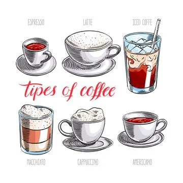 Different types of coffee Illustration