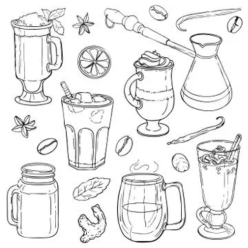 Different types of coffee, vector Stock Illustration