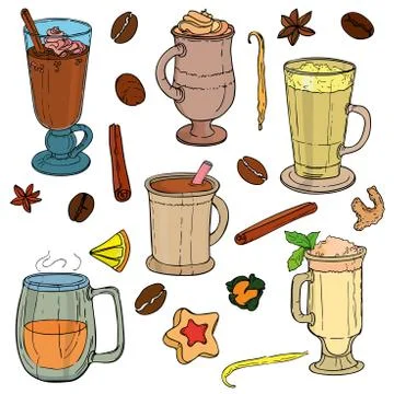 Different types of coffee, vector Stock Illustration
