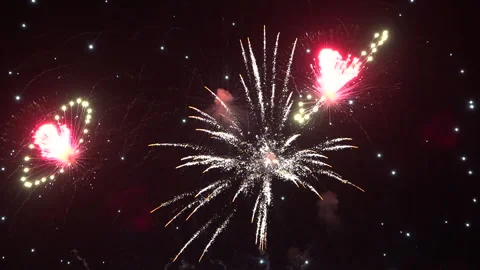Different types of colorful fireworks Stock Footage 260412075