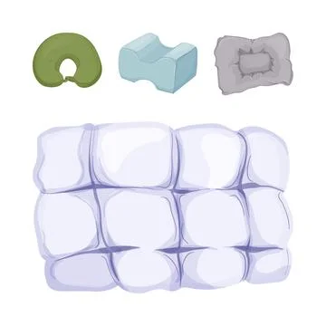 Different types of comfortable sleeping and resting pillows Stock Illustration