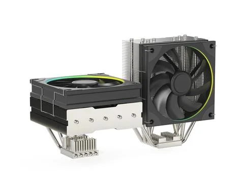 Different types of computer processor coolers Illustrazione stock