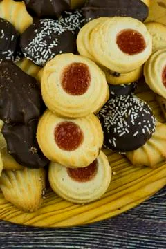 Different types of cookies biscuits Stock Photos