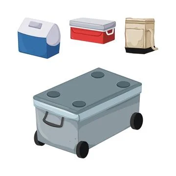 Different types of coolers for outdoor activities Stock Illustration