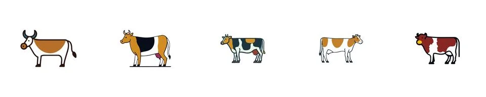 Different Types of Cows Stock Illustration