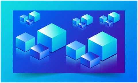 Different types of cube are placed on blue ice background Stock Illustration