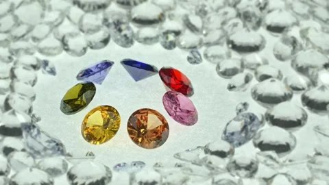 .different types of diamonds displayed in the middle of a white diamonds Stock Footage 252210412