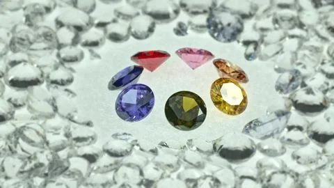 .different types of diamonds displayed in the middle of a white diamonds Stock Footage 255303540
