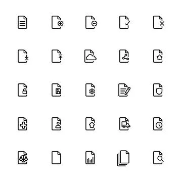 Different types of documents. Legal, shipping, common files outline icon isol Stock Illustration