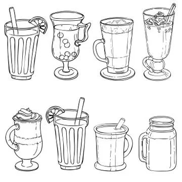 Different types of drinks Illustrazione stock