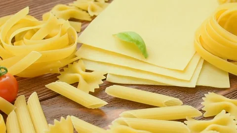 Different types of dry Italian pasta Stock Footage 72583421