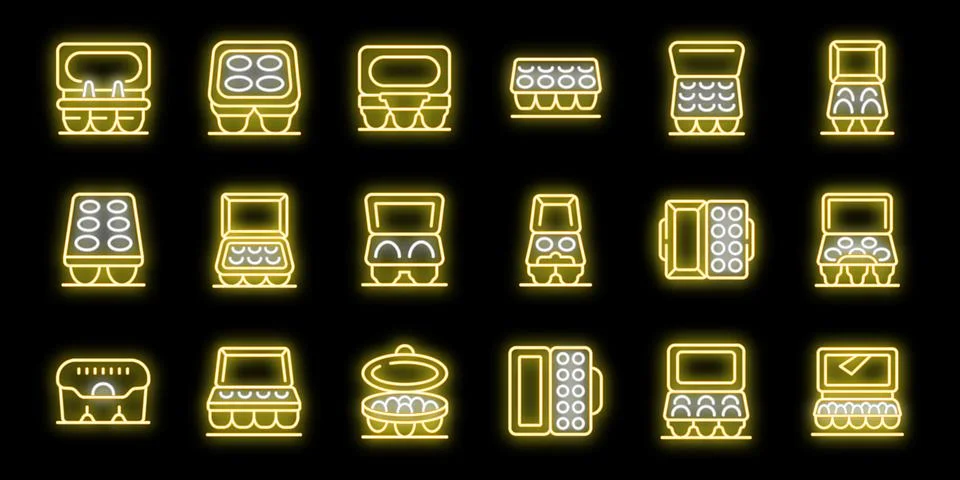 Different types of egg packaging, open and closed egg cartons, egg containers Stock Illustration